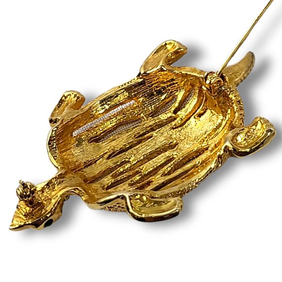 Vintage 90's Brooch Sea Turtle Gold and Silver Tone Finishes - Picture 6 of 6